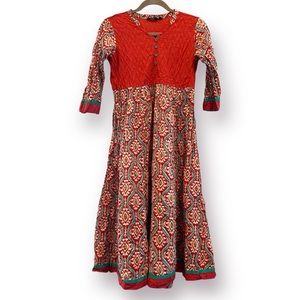 ANTHROPOLOGIE | ANAHI Damask Print Midi Dress 3/4 Sleeves Small